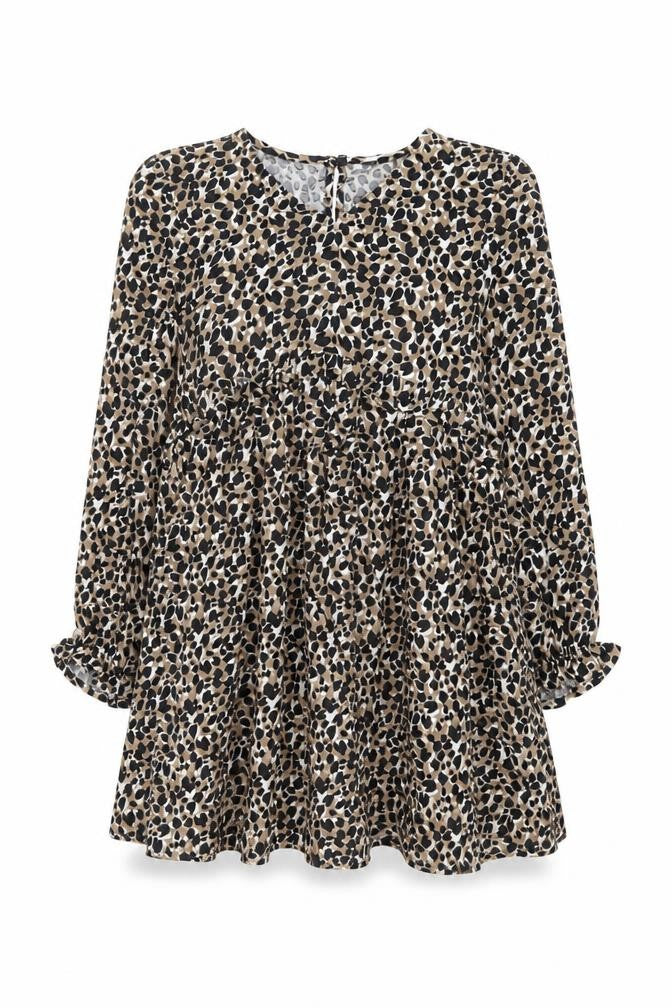 Marks and Girls Brown Animal Print Vinyl A-Line Size 9-10 Years V-Neck Button