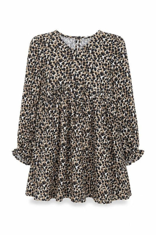 Marks and Girls Brown Animal Print Vinyl A-Line Size 9-10 Years V-Neck Button