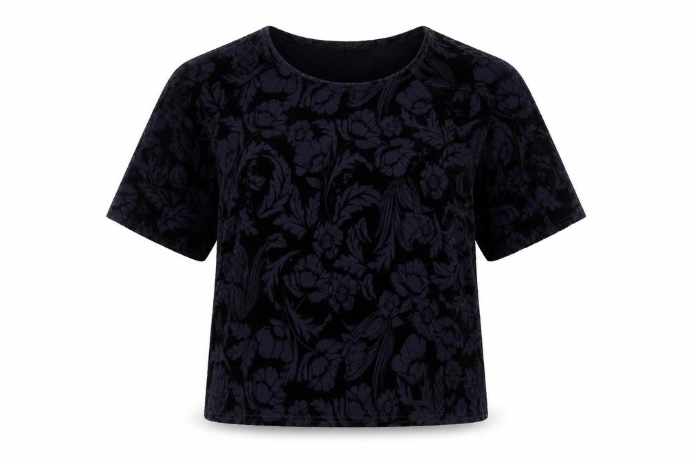 New Look Womens Black Floral Polyester Basic Blouse Size 8 Round Neck - Sheer