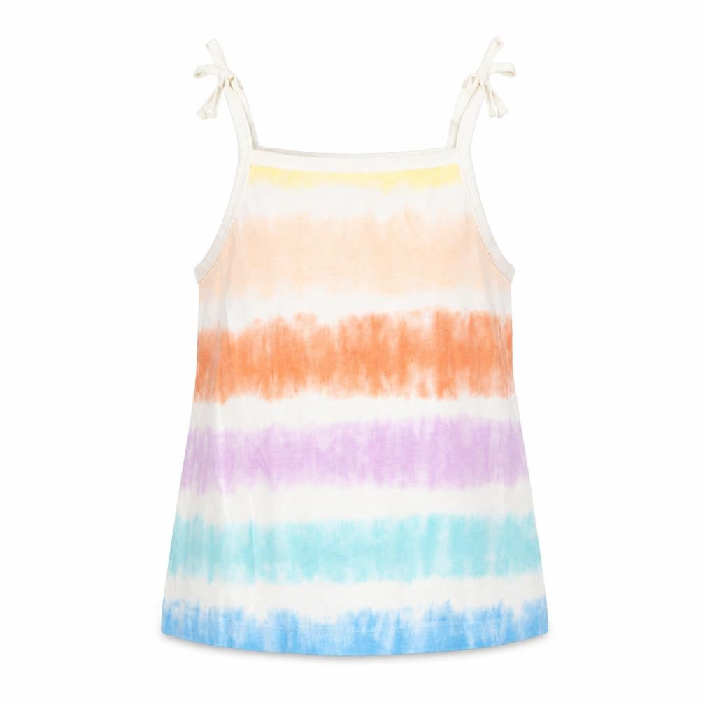 Marks & Spencer Girls Multicoloured Striped Cotton Basic Tank Size 4-5 Years Square Neck Pullover