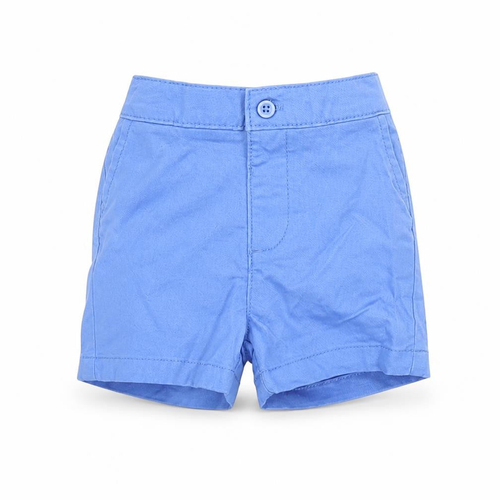 Marks & Spencer Boys Blue Cotton Cropped Trousers Size 3-6 Months Button