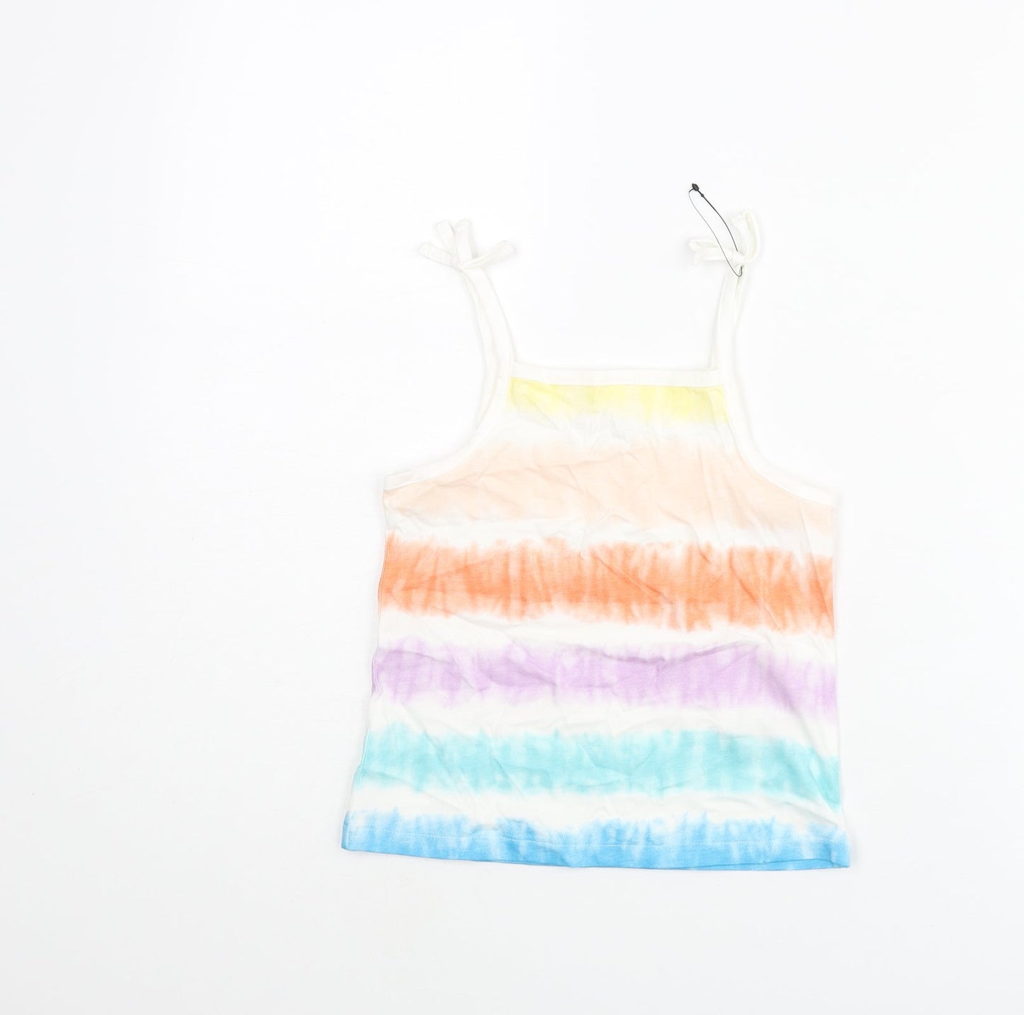 Marks and Spencer Girls Multicoloured Striped Cotton Basic Tank Size 4-5 Years Square Neck Pullover