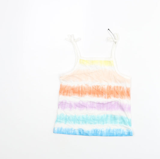 Marks and Spencer Girls Multicoloured Striped Cotton Basic Tank Size 4-5 Years Square Neck Pullover