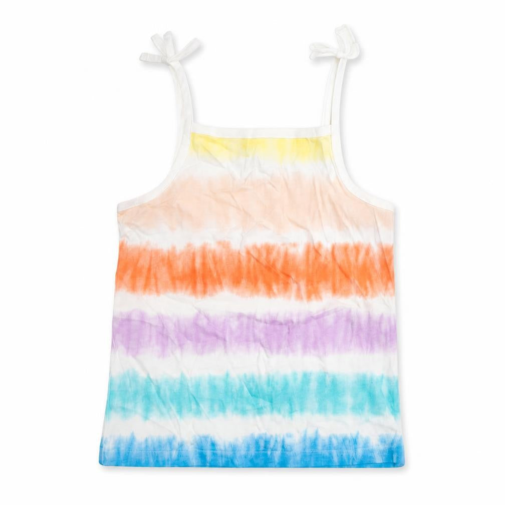 Marks & Spencer Girls Multicoloured Striped Cotton Basic Tank Size 4-5 Years Square Neck Pullover