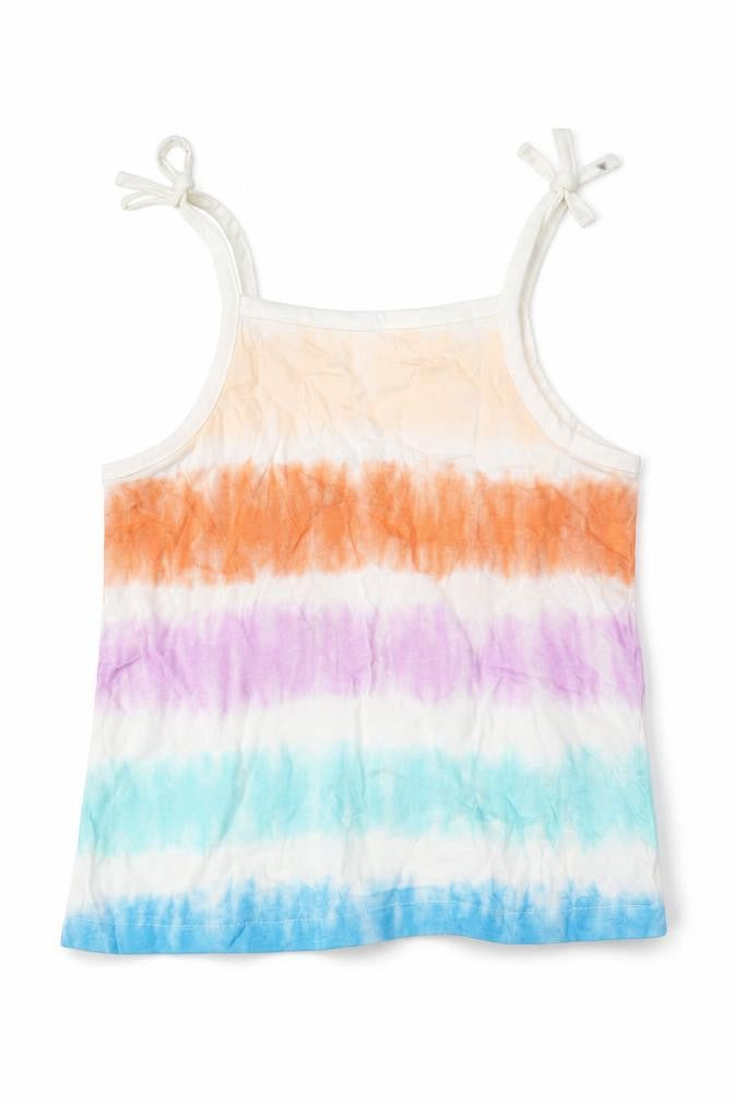 Marks & Spencer Girls Multicoloured Striped Cotton Basic Tank Size 3-4 Years Square Neck Pullover
