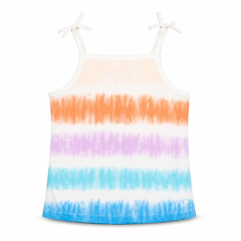 Marks & Spencer Girls Multicoloured Striped Cotton Basic Tank Size 5-6 Years Square Neck Pullover