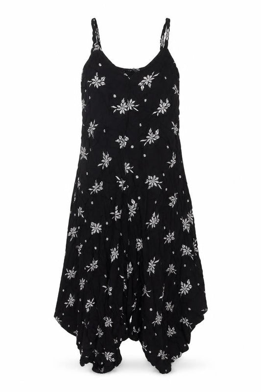 M&Co Womens Black Geometric Viscose Slip Dress Size 12 V-Neck Pullover - Floral Pattern