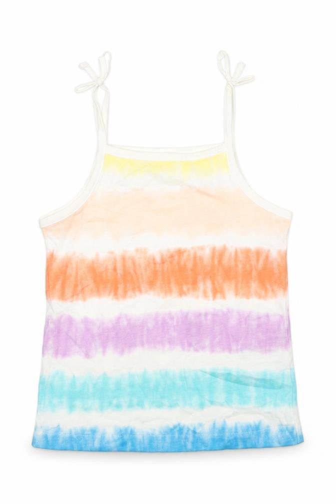Marks & Spencer Girls Multicoloured Striped Cotton Basic Tank Size 4-5 Years Square Neck Pullover
