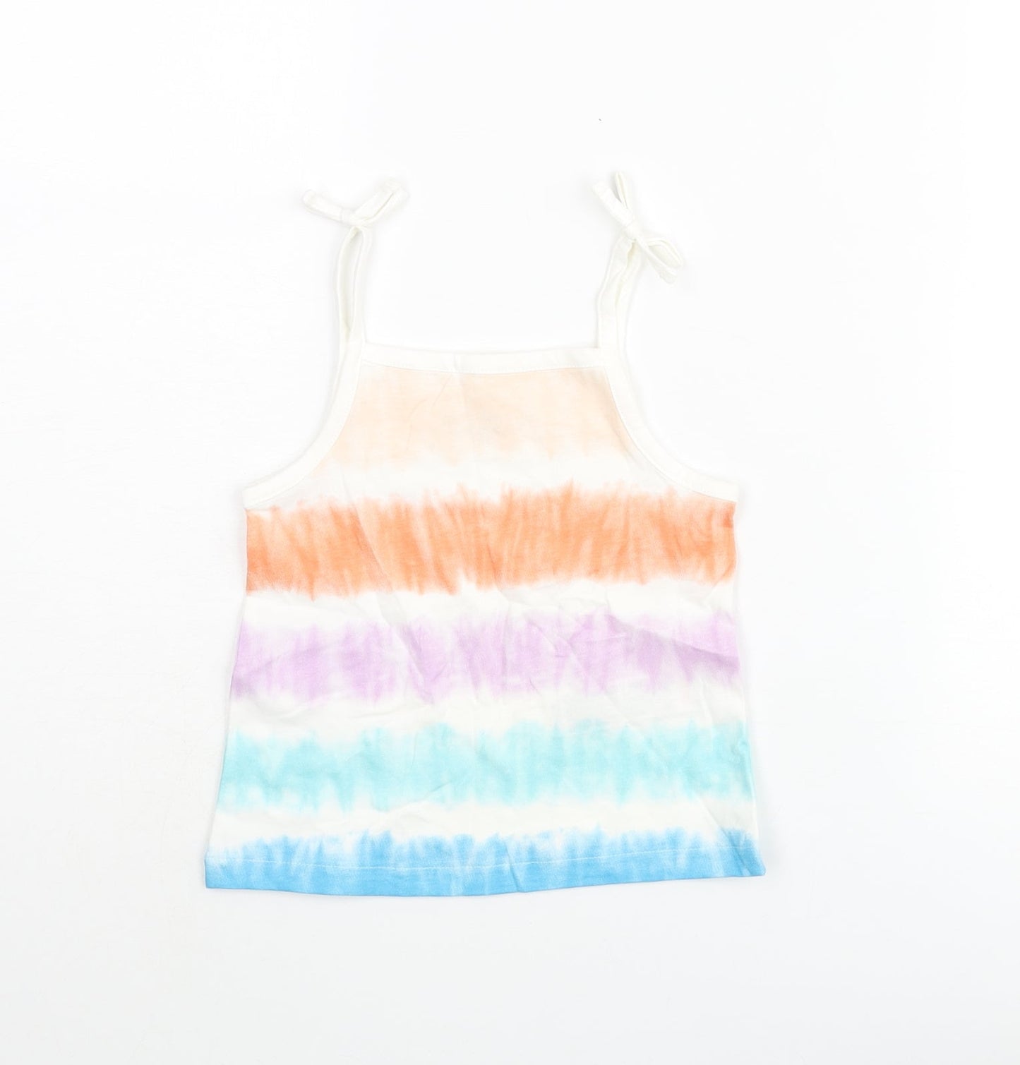 Marks and Spencer Girls Multicoloured Striped Cotton Basic Tank Size 2-3 Years Square Neck Pullover
