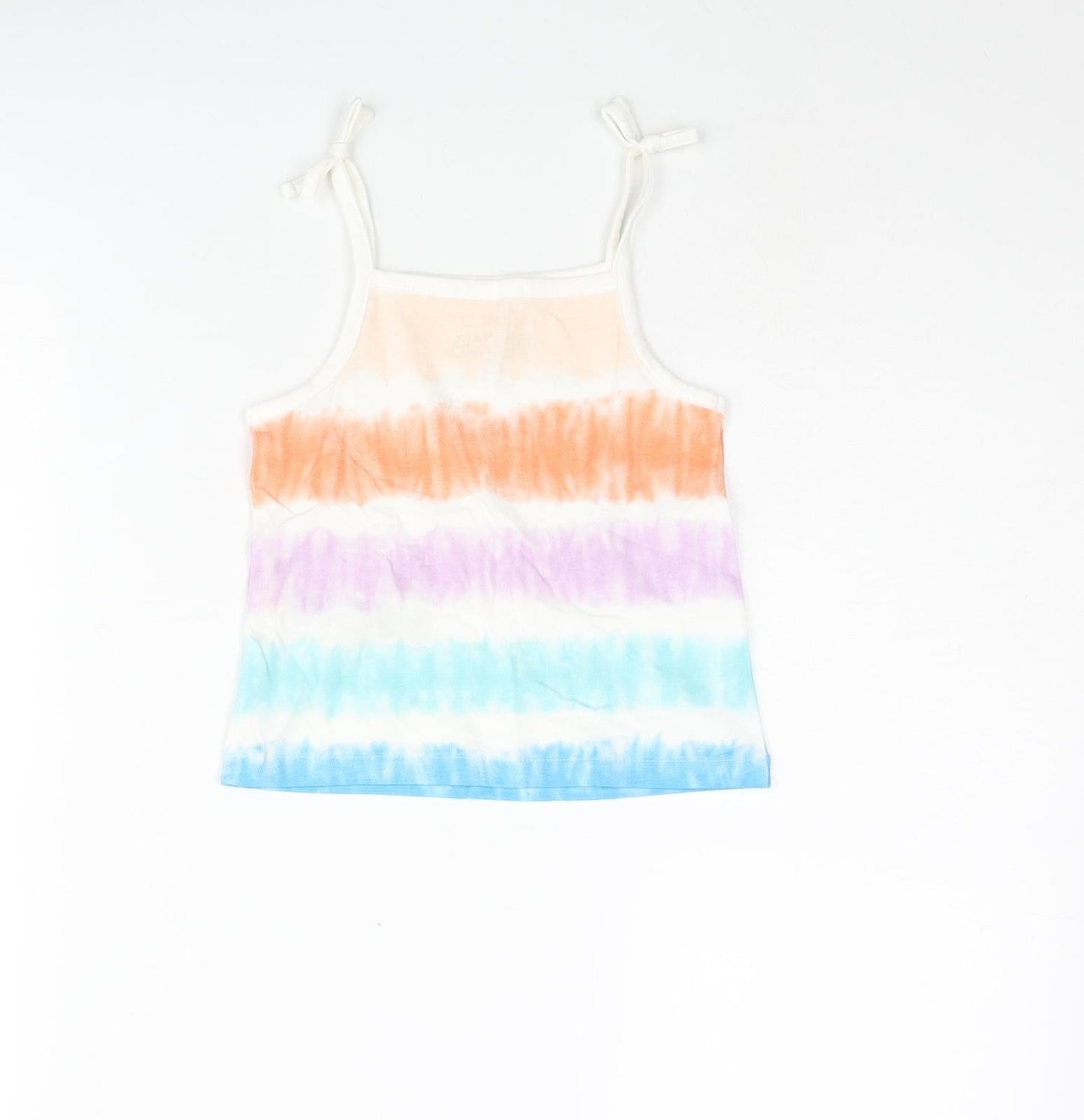 Marks and Spencer Girls Multicoloured Striped Cotton Basic Tank Size 2-3 Years Square Neck Pullover