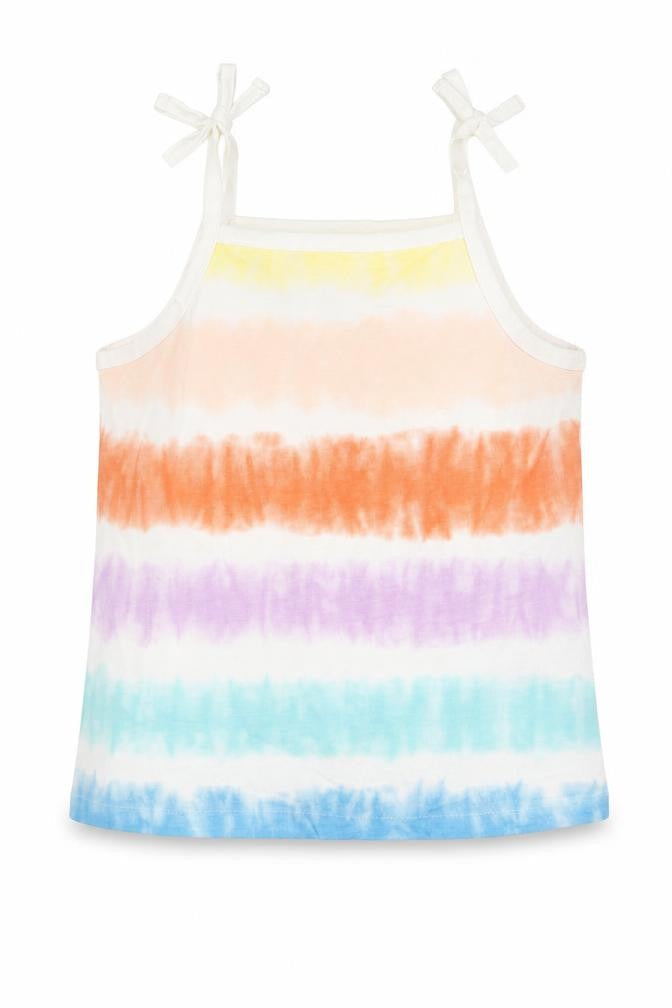 Marks & Spencer Girls Multicoloured Striped Cotton Basic Tank Size 4-5 Years Square Neck Pullover