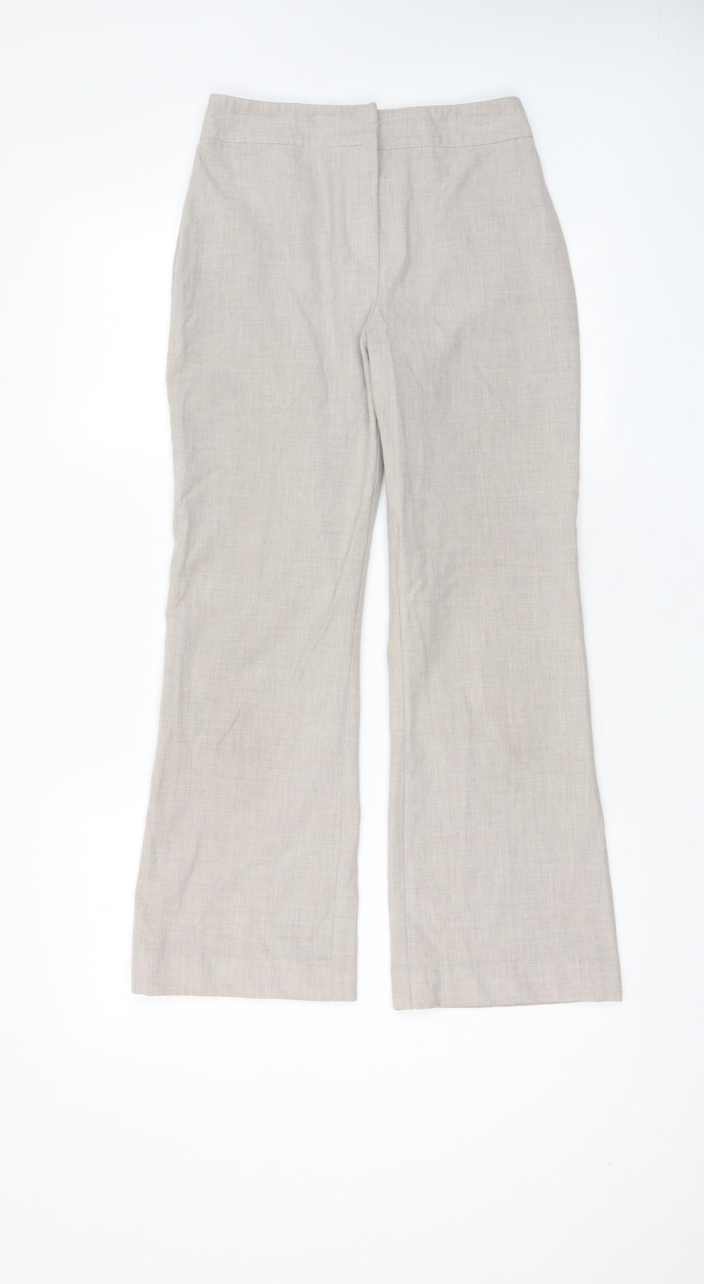 Essentials Womens Beige Polyester Trousers Size 10 L27 in Regular Hook & Eye - Embroidered
