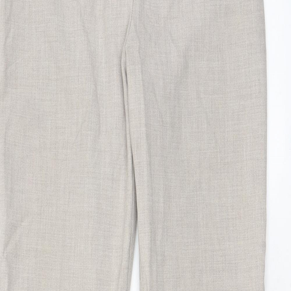 Essentials Womens Beige Polyester Trousers Size 10 L27 in Regular Hook & Eye - Embroidered