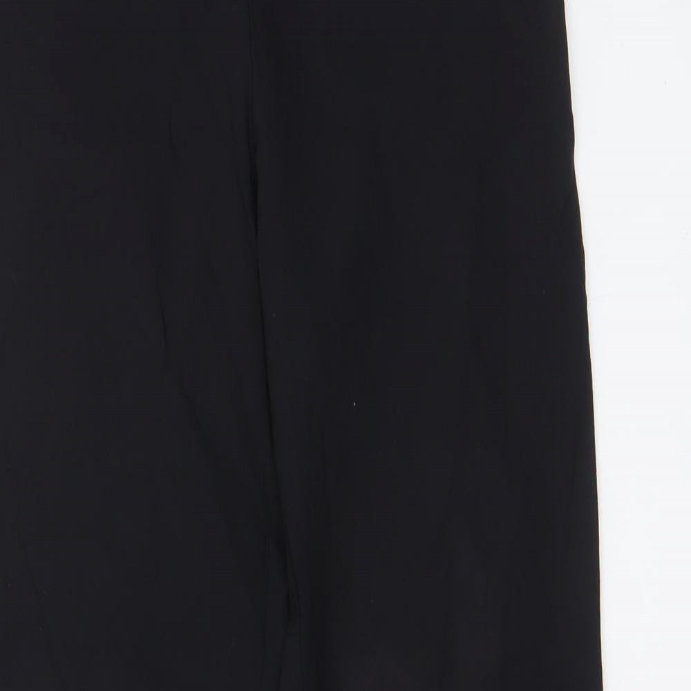 Hennes Womens Black Viscose Capri Trousers Size 10 L24 in Regular Zip - Tassled