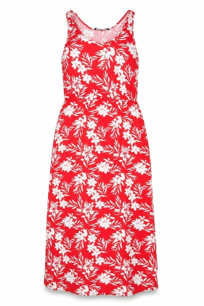 Very Womens Red Floral Viscose A-Line Size 14 Scoop Neck Pullover - Side slit