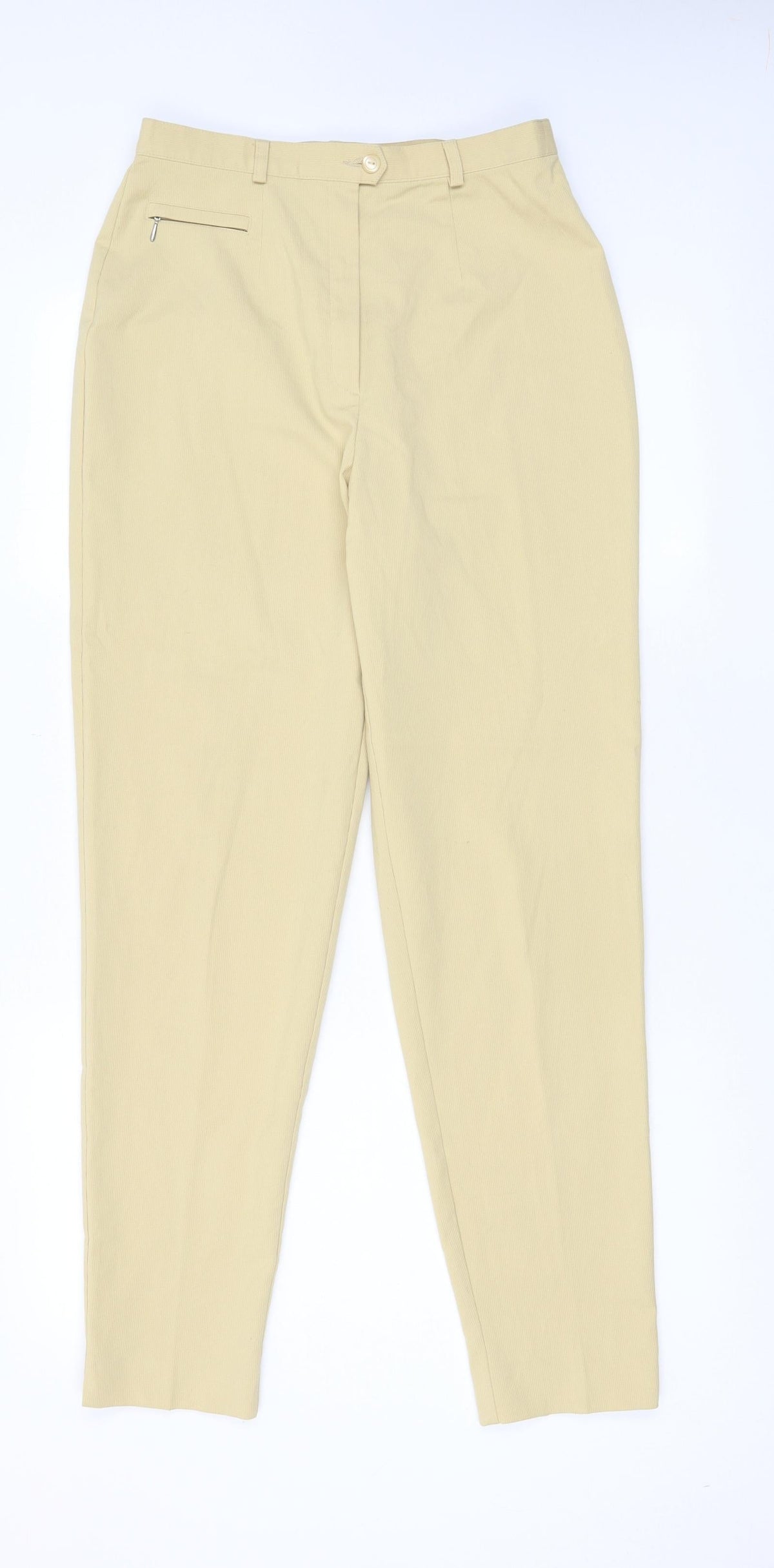 Steilmann Womens Yellow Polyester Trousers Size 14 L29 in Regular Zip - Zip