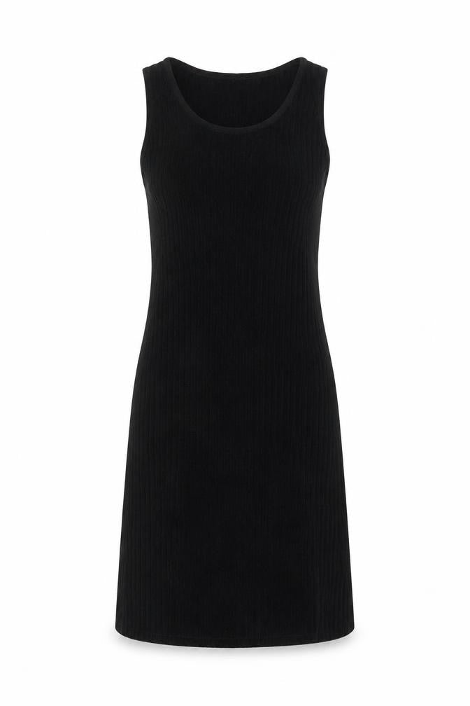Fathi Womens Black Viscose Tank Dress Size S Scoop Neck Pullover