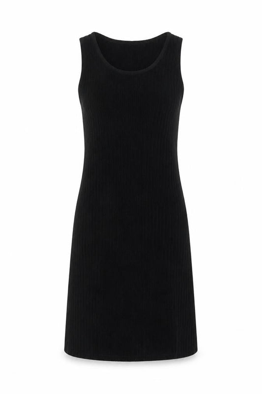 Fathi Womens Black Viscose Tank Dress Size S Scoop Neck Pullover