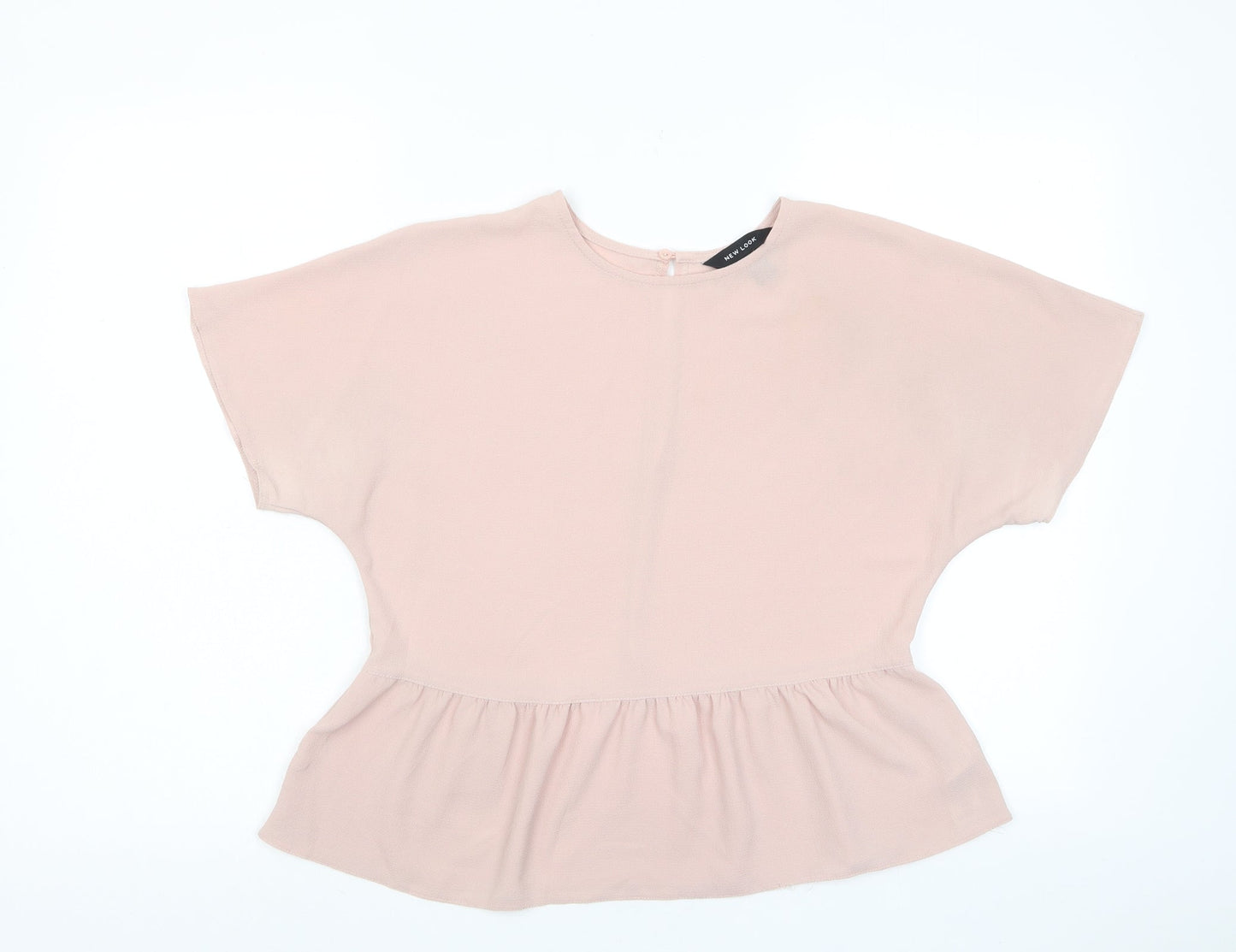 New Look Womens Pink Polyester Basic T-Shirt Size 8 Crew Neck - Pleated
