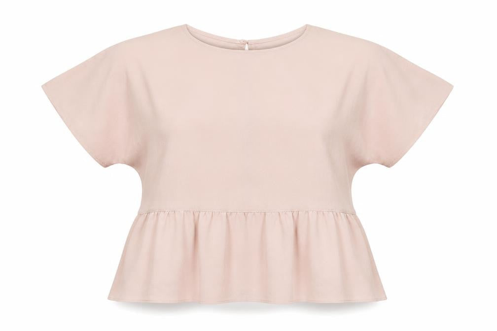 New Look Womens Pink Polyester Basic T-Shirt Size 8 Crew Neck - Pleated