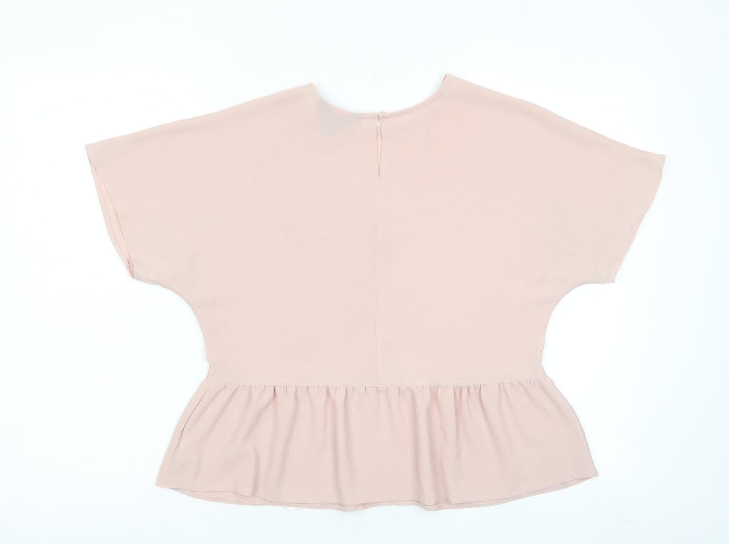 New Look Womens Pink Polyester Basic T-Shirt Size 8 Crew Neck - Pleated
