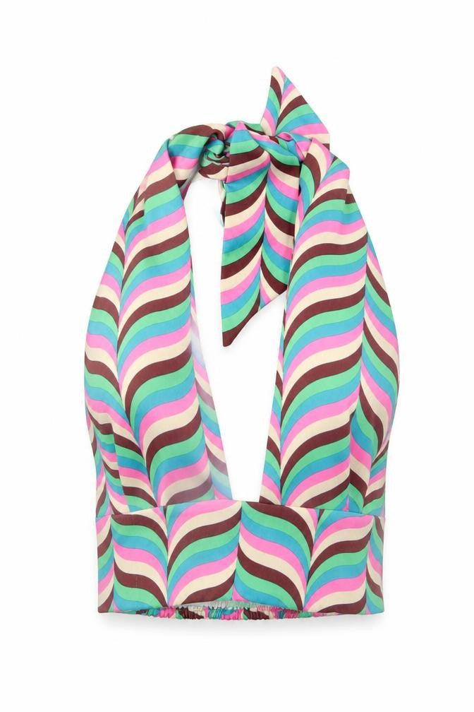 Zara Womens Multicoloured Striped Polyester Cropped Tank Size XS Halter