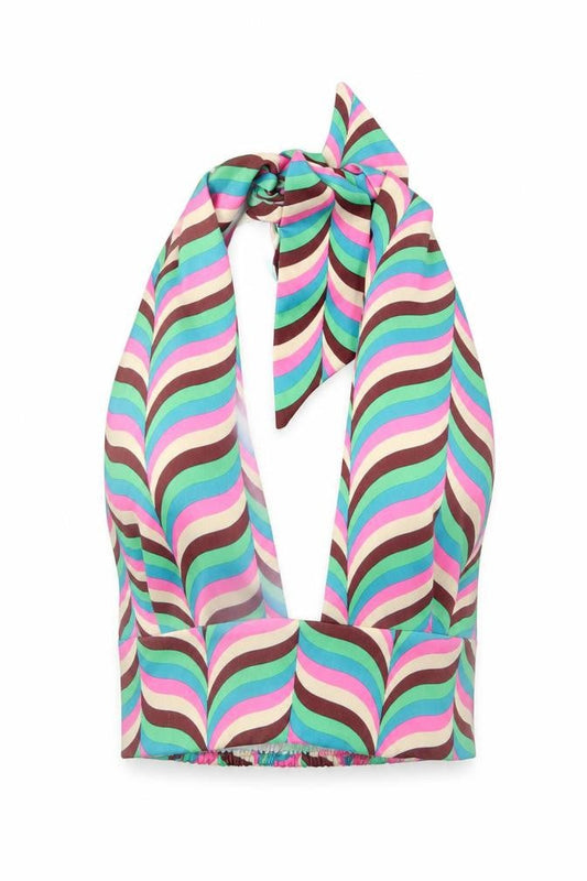 Zara Womens Multicoloured Striped Polyester Cropped Tank Size XS Halter