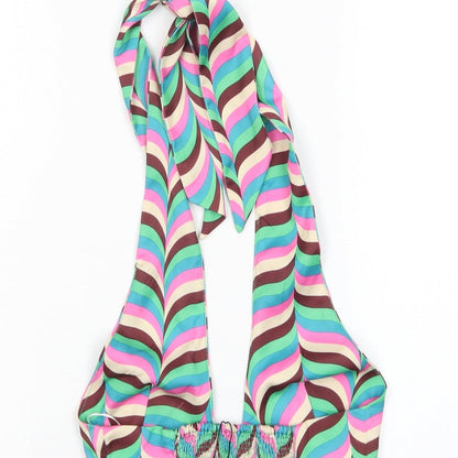 Zara Womens Multicoloured Striped Polyester Cropped Tank Size XS Halter