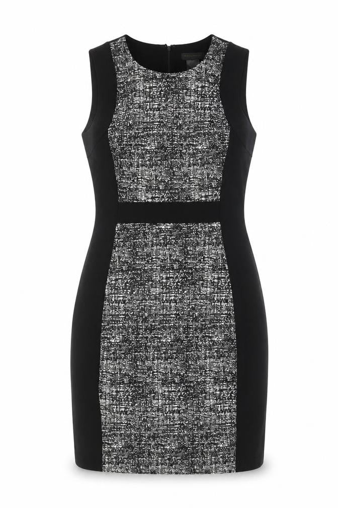 DKNY Womens Black Polyester Pencil Dress Size 12 Crew Neck Zip