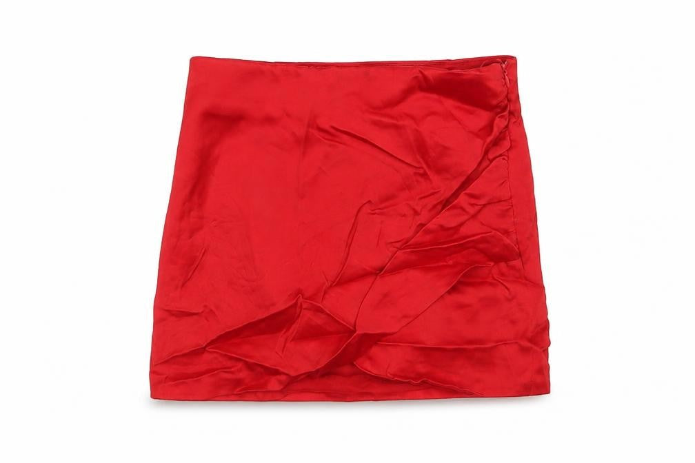 Zara Womens Red Polyester Wrap Skirt Size S Zip - Pleated