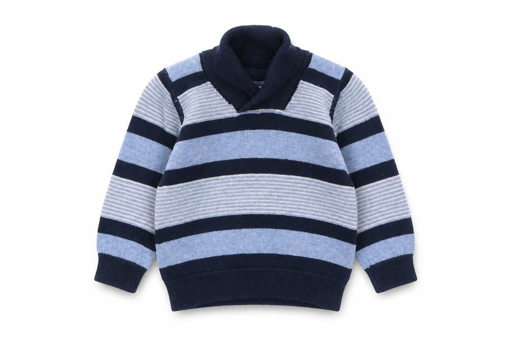 Earlydays Boys Blue Striped Cotton Pullover Jumper Size 0-3 Months Pullover