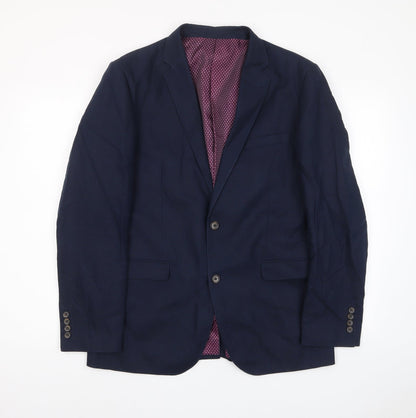 Next Mens Blue Cotton Jacket Suit Jacket Size 40 Regular - Inside pockets