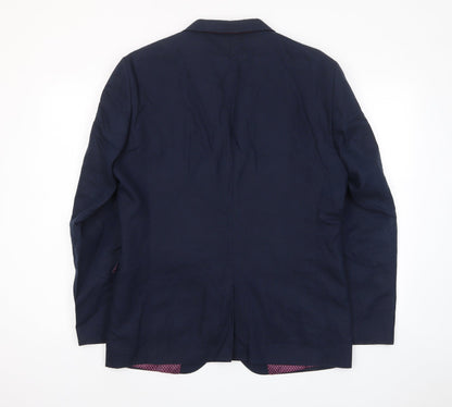 Next Mens Blue Cotton Jacket Suit Jacket Size 40 Regular - Inside pockets