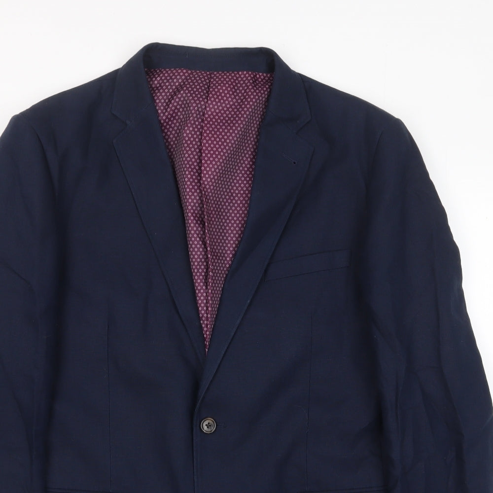NEXT Mens Blue Cotton Jacket Suit Jacket Size 40 Regular - Inside pockets