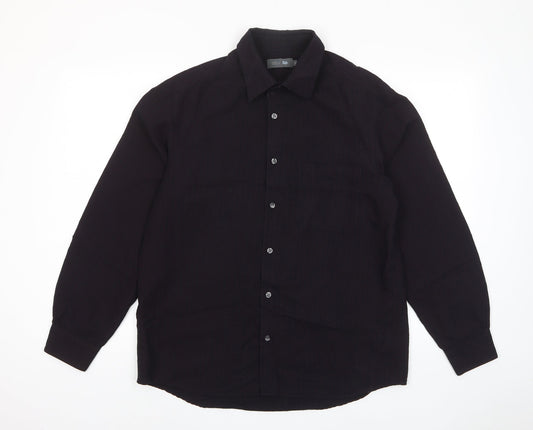 Marks and Spencer Mens Purple Striped Viscose Button-Up Size M Collared Button - Pocket