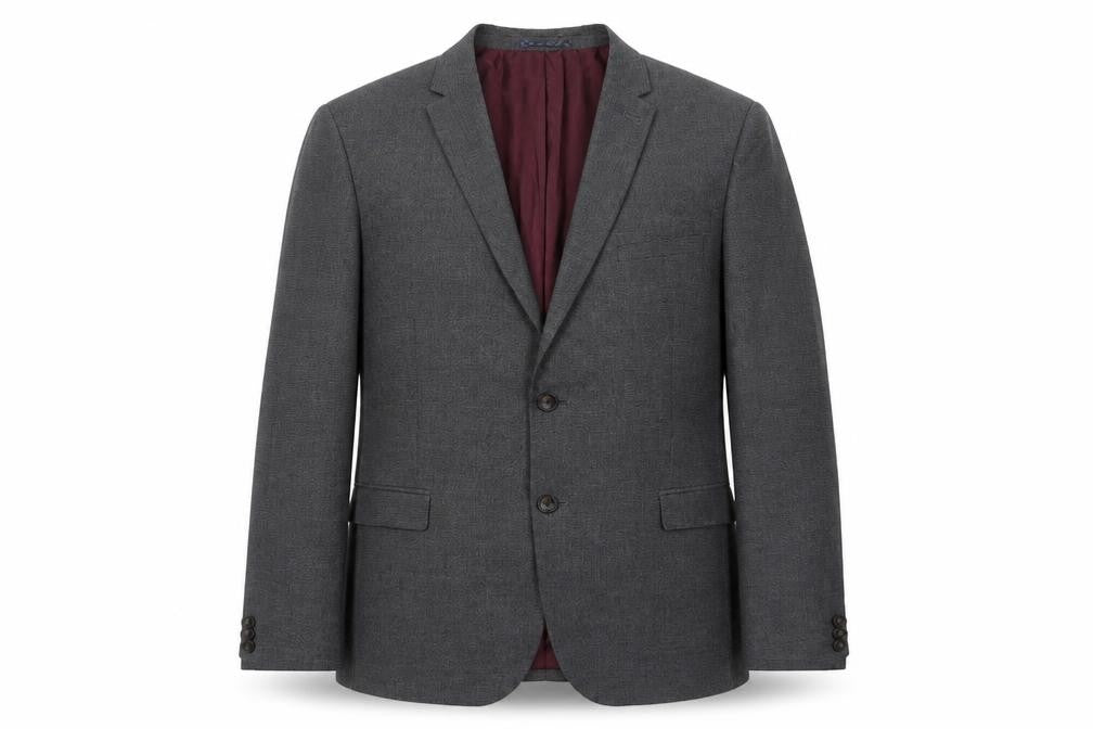Marks & Spencer Mens Grey Plaid Polyester Jacket Suit Jacket Size 44 Regular - Inside pockets