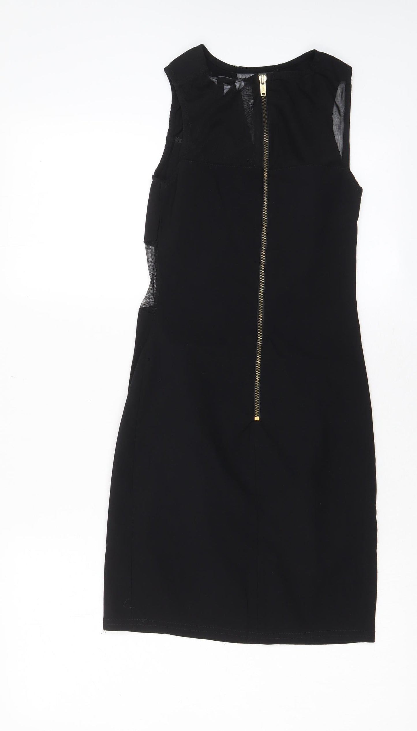 New Look Womens Black Viscose A-Line Size 10 Crew Neck Zip