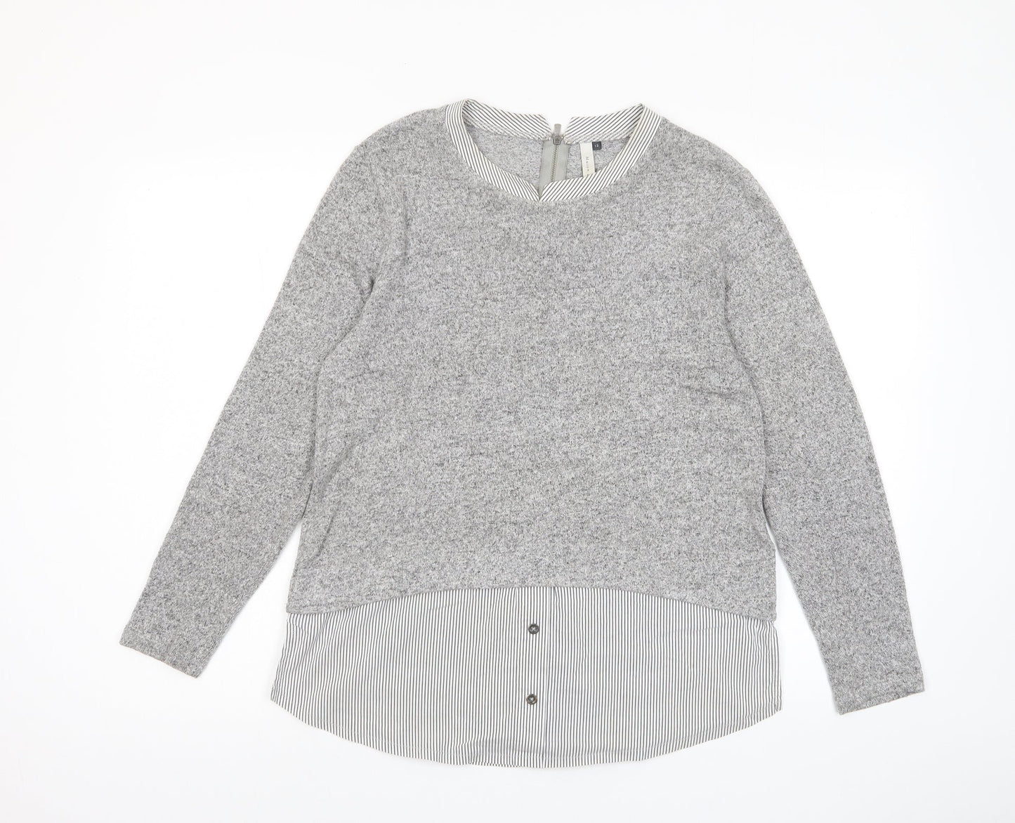 Maison de Nimes Womens Grey Crew Neck Viscose Pullover Jumper Size 12