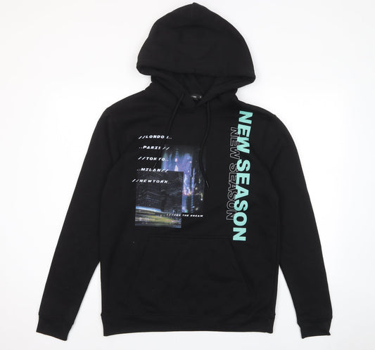 PRETTYLITTLETHING Womens Black Cotton Pullover Hoodie Size S Pullover - Pockets
