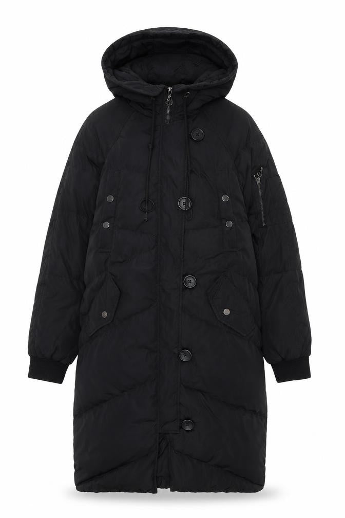 La Babité Womens Black Quilted Coat Size S Zip