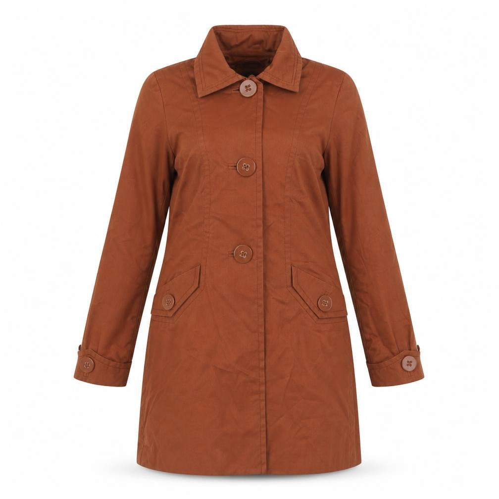 H&M Womens Brown Overcoat Coat Size 6 Button