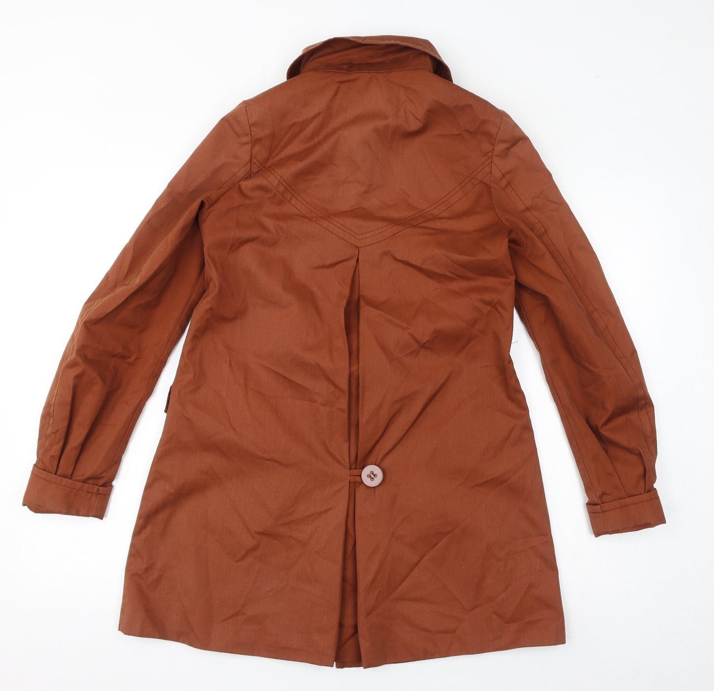 H&M Womens Brown Overcoat Coat Size 6 Button