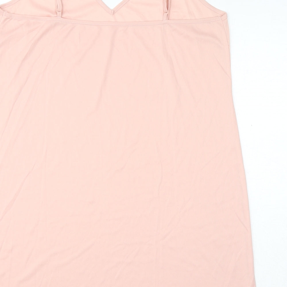 ASOS Womens Pink Polyester Slip Dress Size 18 V-Neck Pullover
