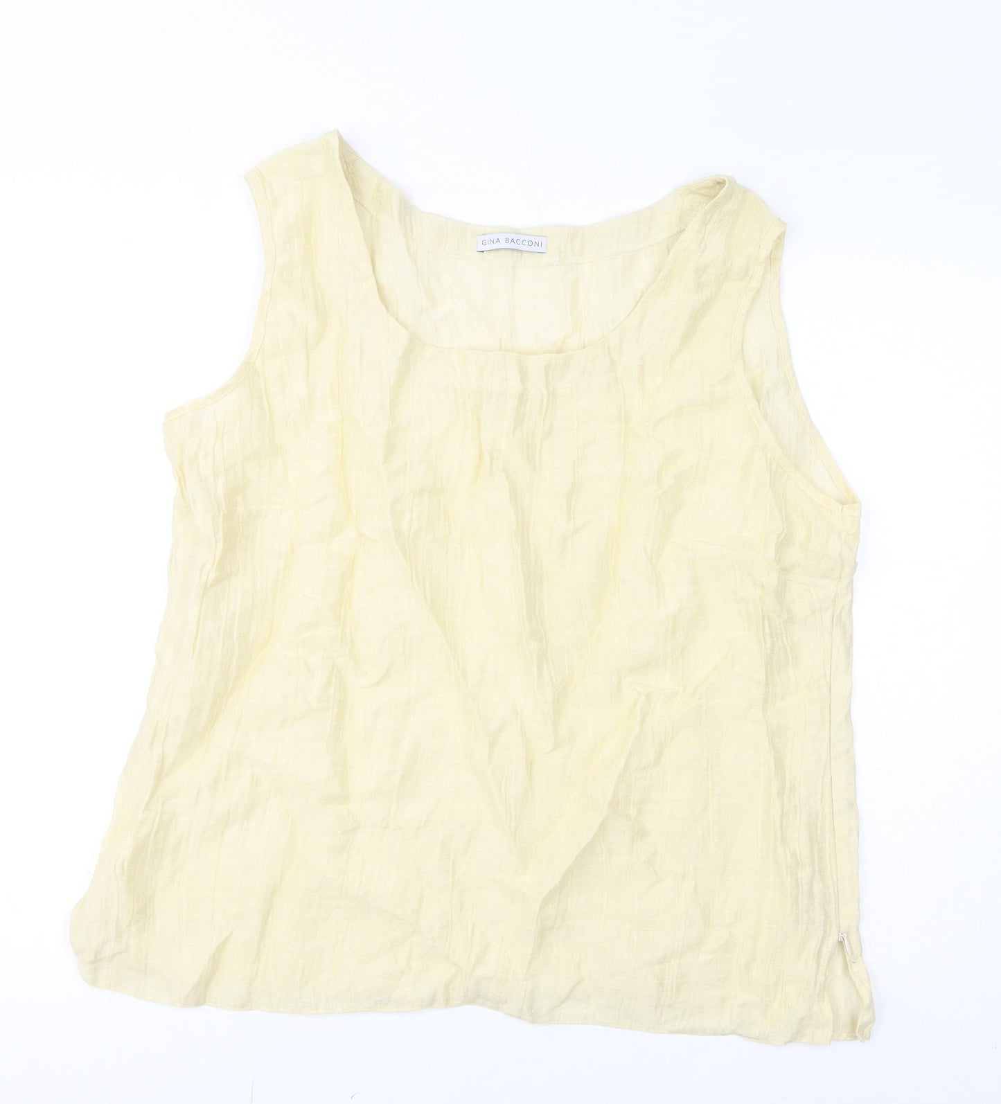 Gina Bacconi Womens Yellow Linen Basic Tank Size 22 Round Neck
