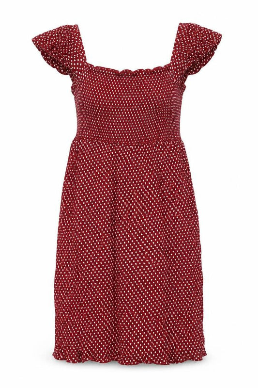 Next Womens Red Polka Dot Viscose Mini Size 12 Off the Shoulder Pullover