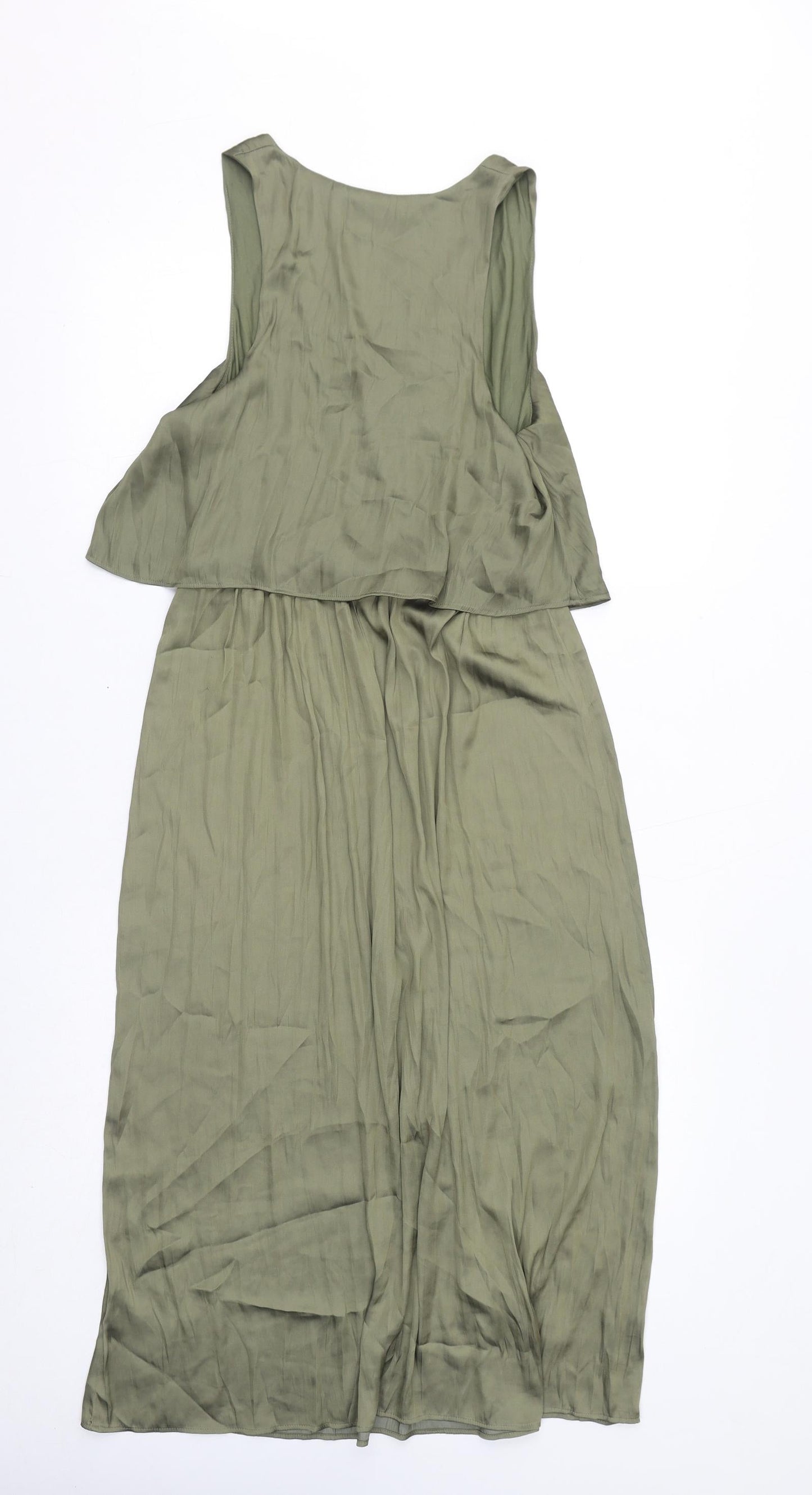 H&M Womens Green Polyester Maxi Size 10 V-Neck Pullover