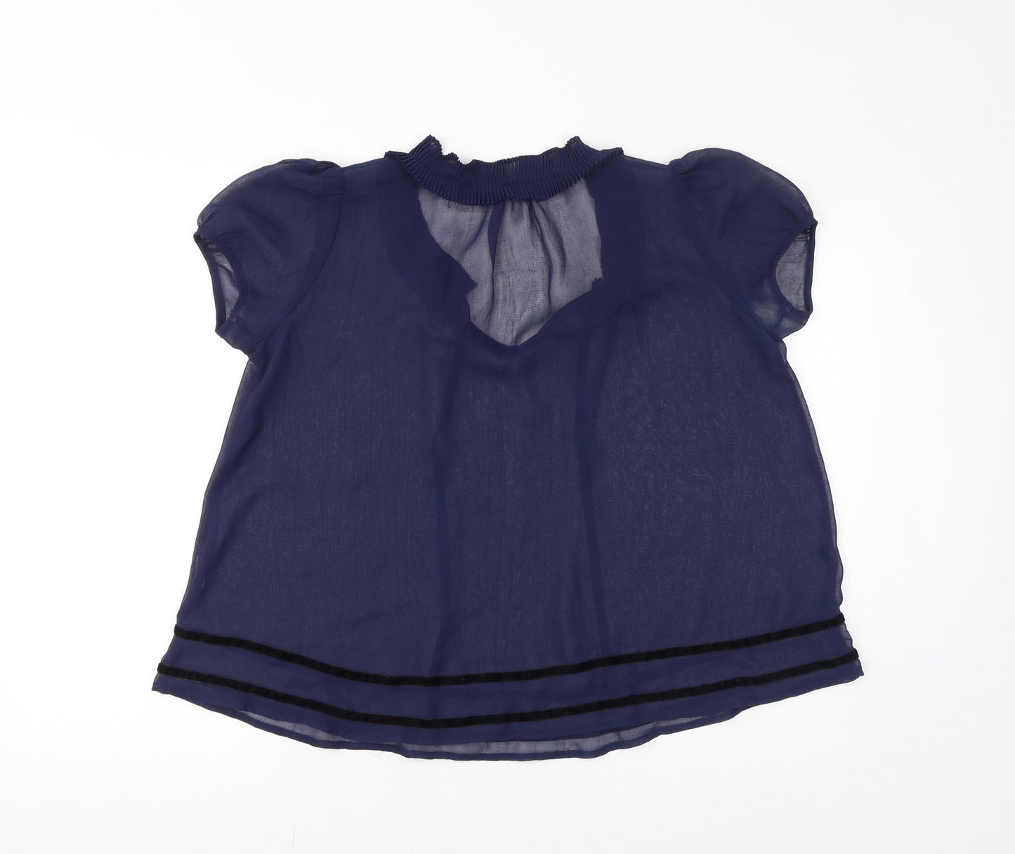 Pins & Needles Womens Blue Polyester Basic Blouse Size S V-Neck - Sheer