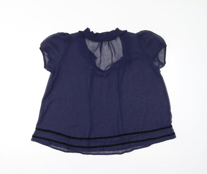 Pins & Needles Womens Blue Polyester Basic Blouse Size S V-Neck - Sheer