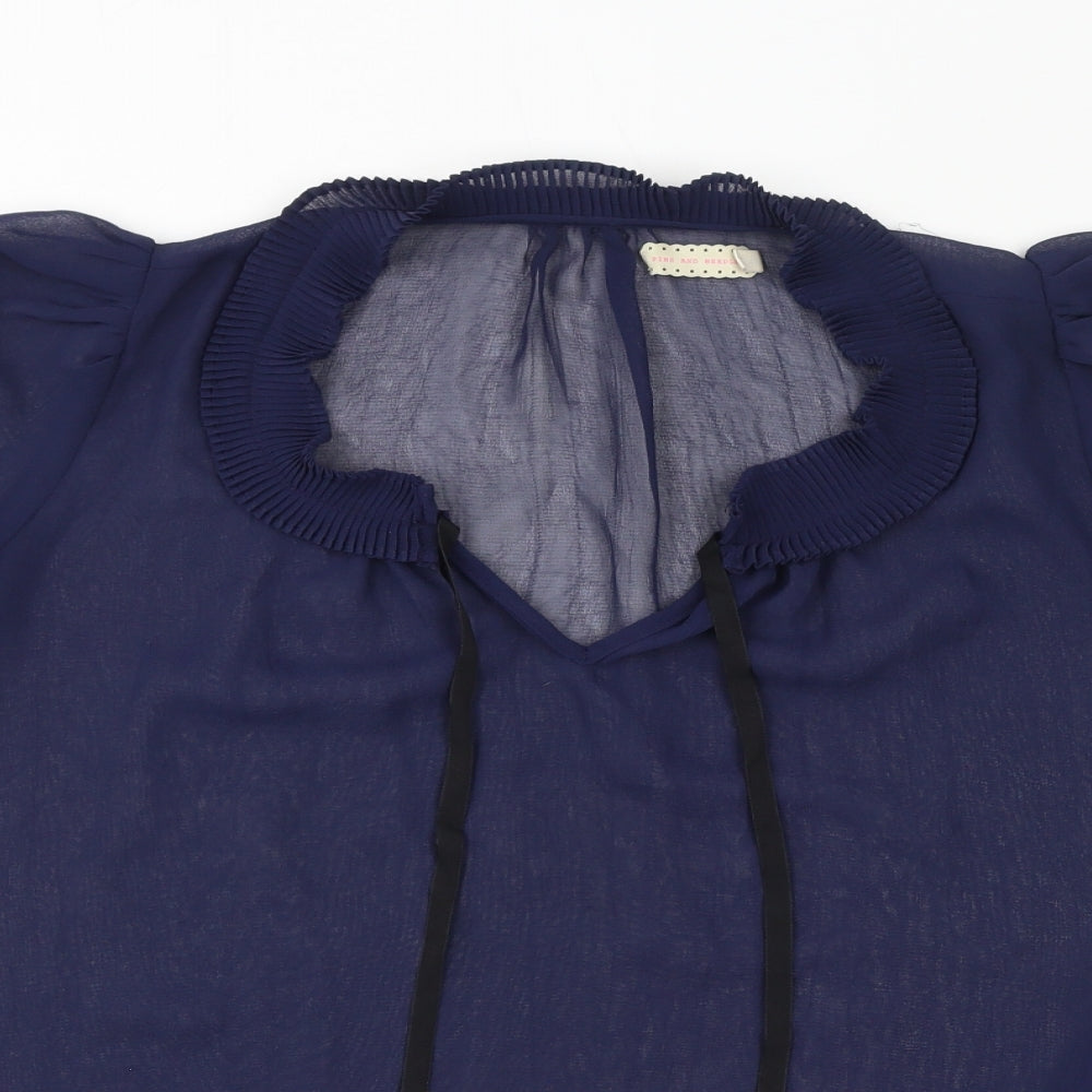 Pins & Needles Womens Blue Polyester Basic Blouse Size S V-Neck - Sheer