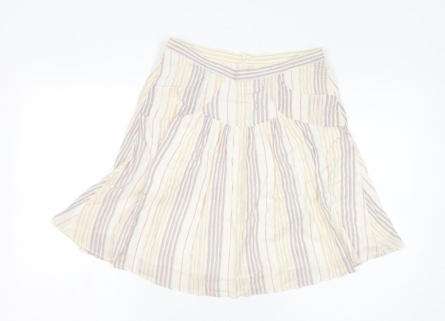 Full Circle Womens Ivory Striped Polyester Flare Skirt Size 28 in Zip - Sparkle, Pockets